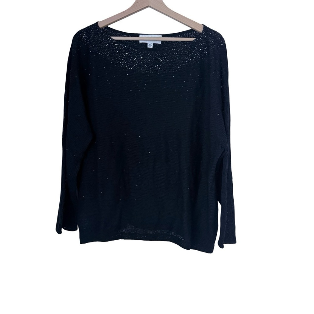St. John Evening Embellished Boatneck Knit Top Sz XL